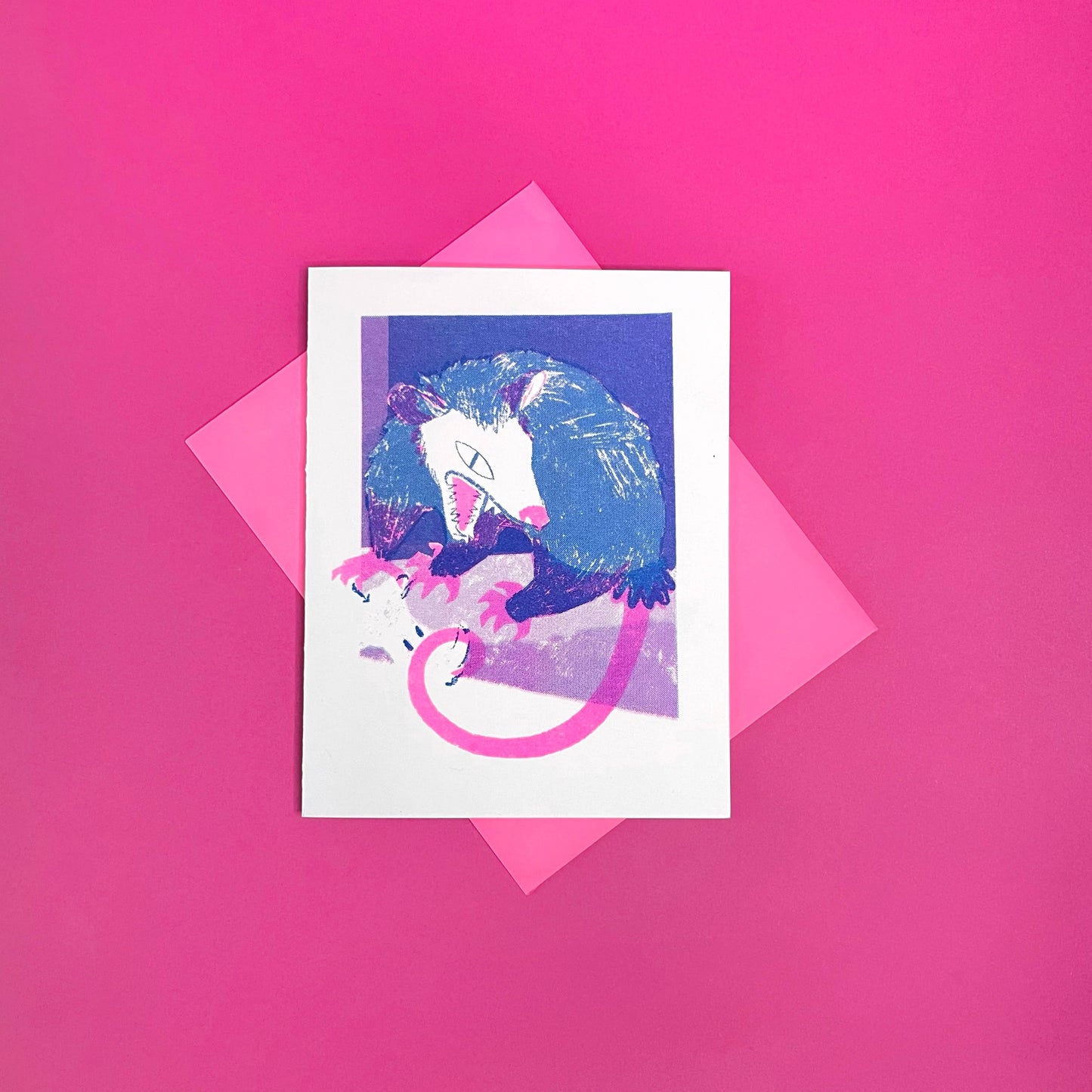 Pier Six Press - Awesome Possum - Risograph Everyday Card