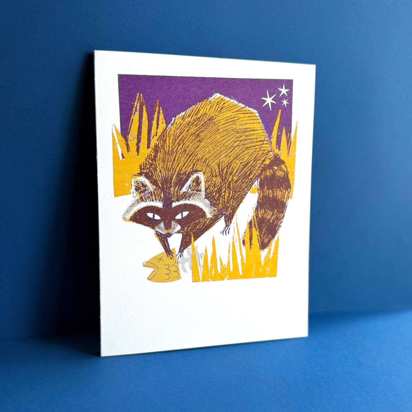 Pier Six Press - Backyard Buddy - Raccoon  - Risograph Everyday Card