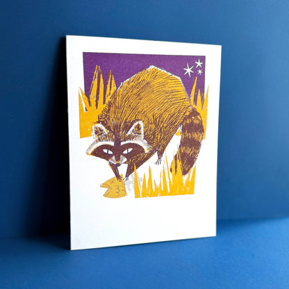 Pier Six Press - Backyard Buddy - Raccoon  - Risograph Everyday Card