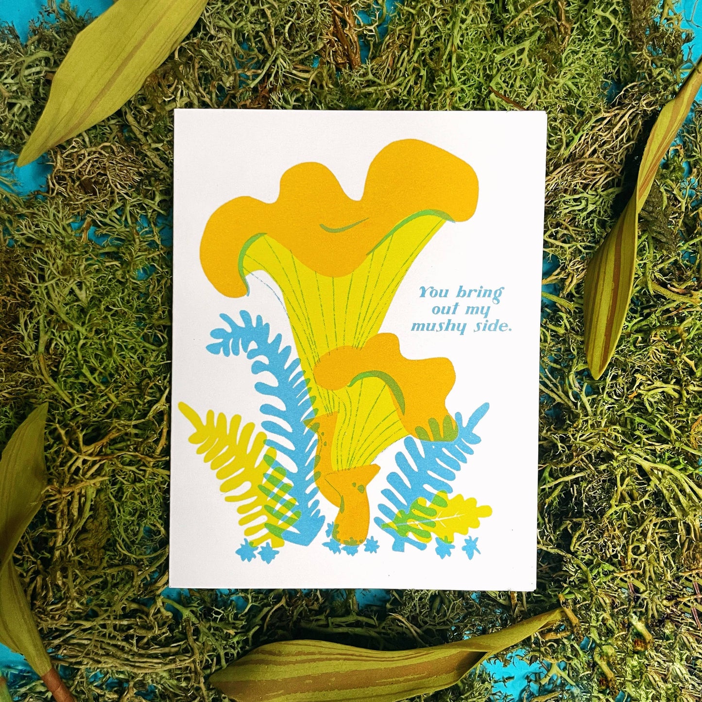 Pier Six Press - Mushy Love - Mushroom Risograph Greeting Card