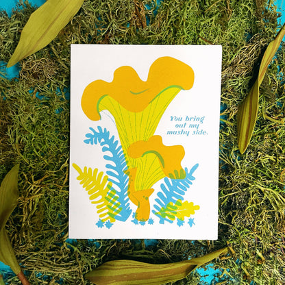 Pier Six Press - Mushy Love - Mushroom Risograph Greeting Card