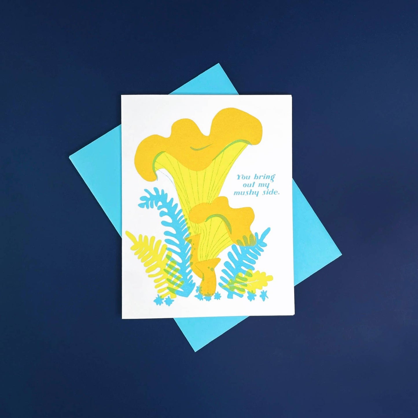 Pier Six Press - Mushy Love - Mushroom Risograph Greeting Card