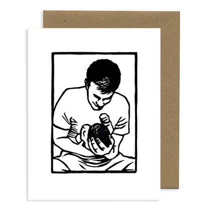 Lynn-oleum - Man/Baby Hug LETTERPRESS CARD