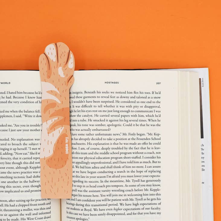 Humdrum Paper - Cat Paw Bookmark - Orange (it's die cut!)