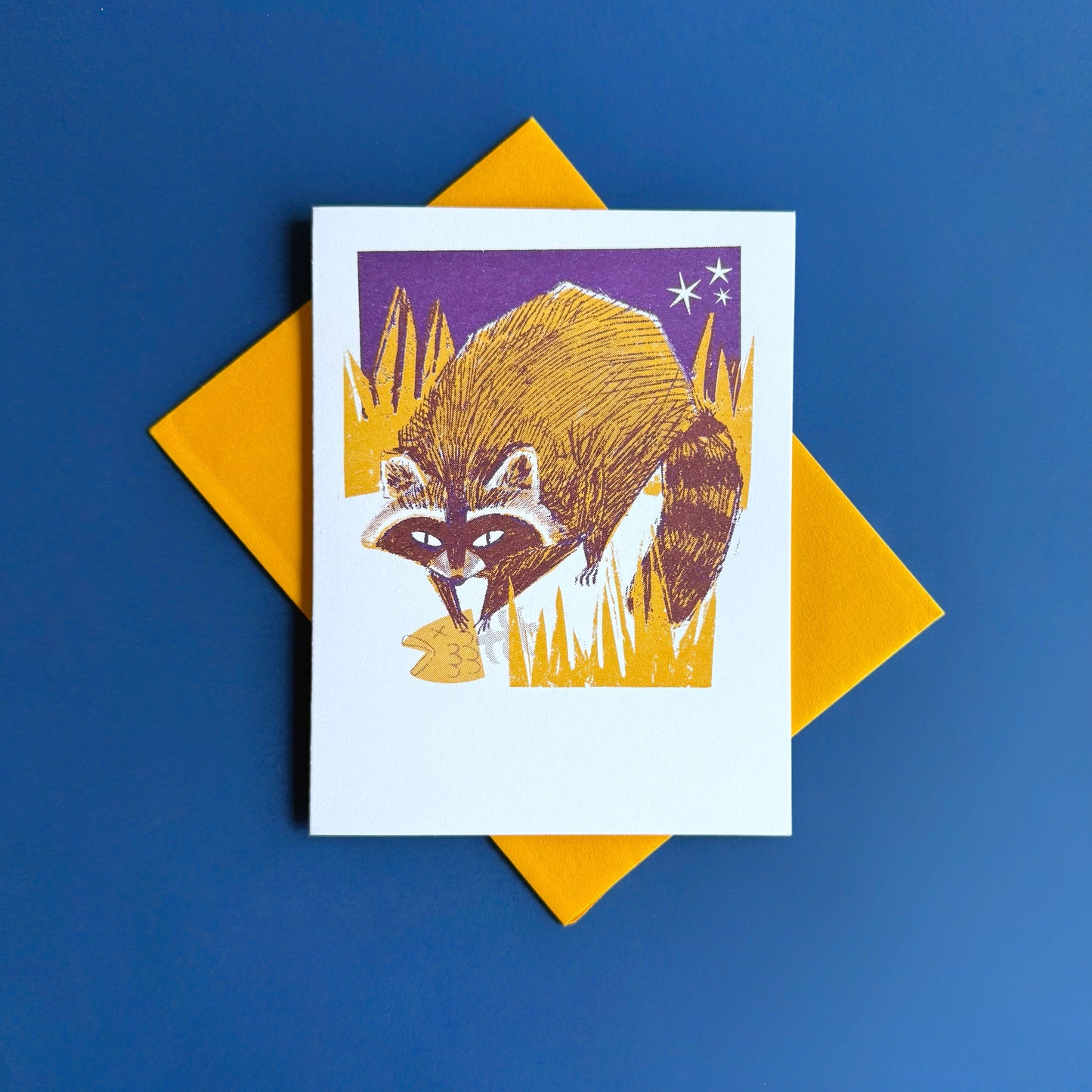 Pier Six Press - Backyard Buddy - Raccoon  - Risograph Everyday Card