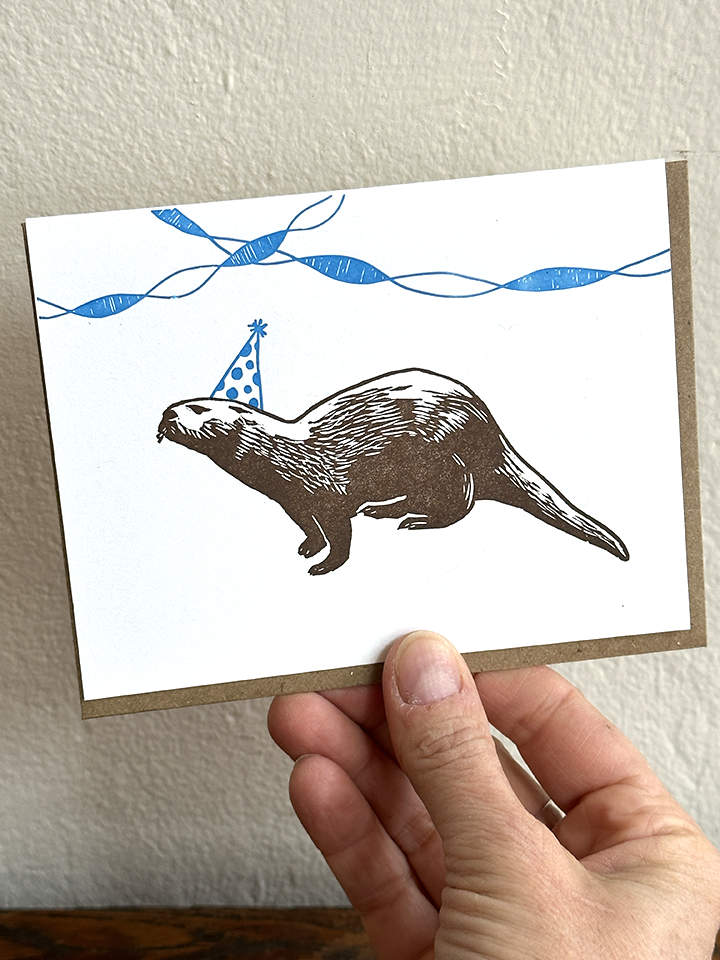 Lynn-oleum - Otter Birthday LETTERPRESS CARD