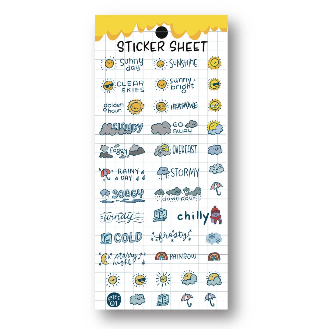Skies 01-Clear Planner Sticker Sheet
