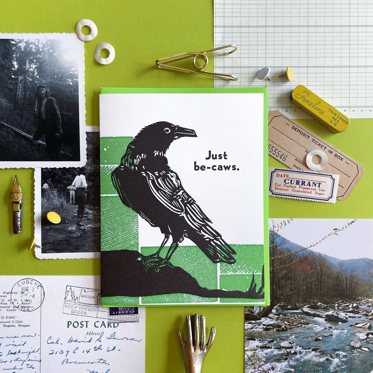 Pier Six Press - Just Be Caws - Funny Letterpress Greeting Card