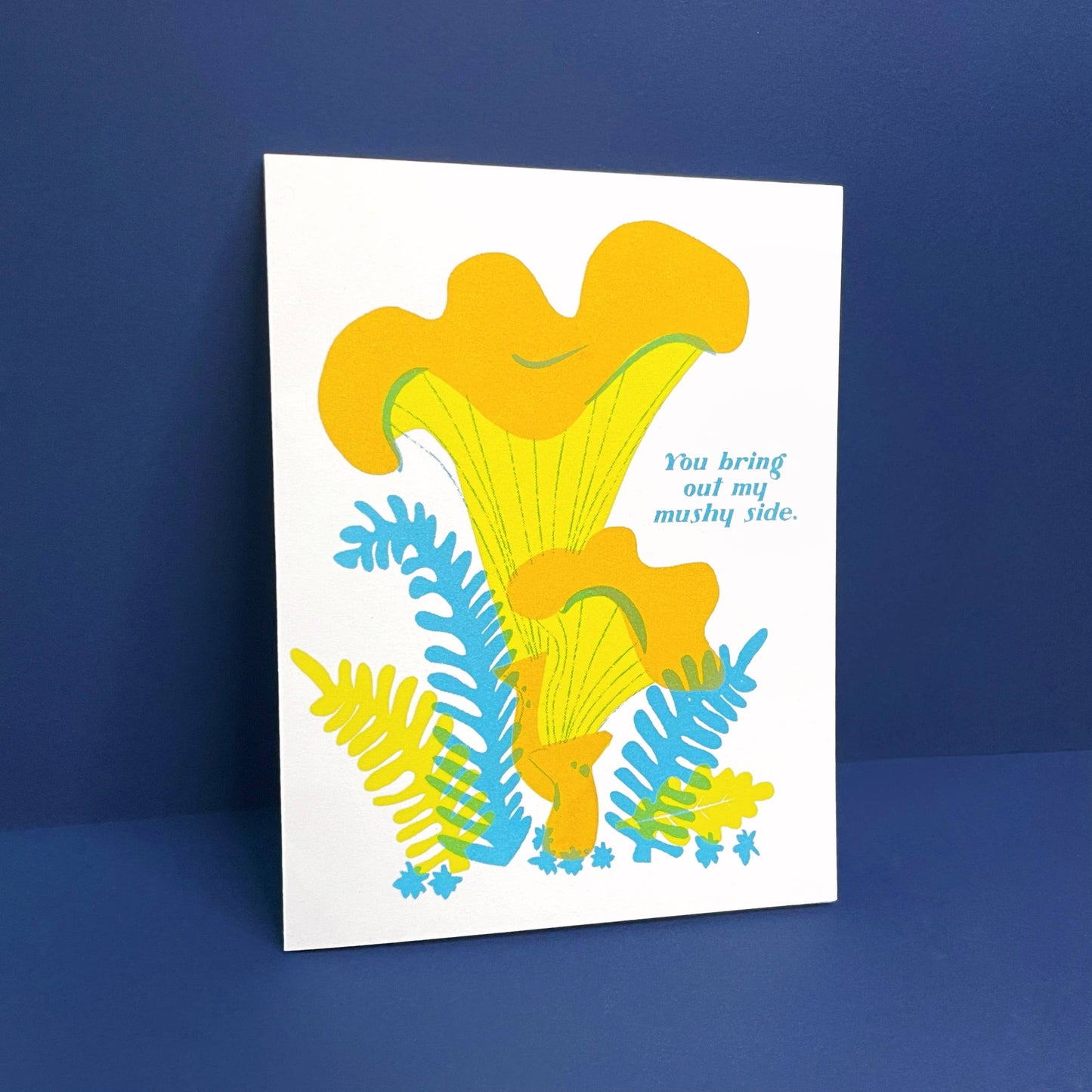 Pier Six Press - Mushy Love - Mushroom Risograph Greeting Card