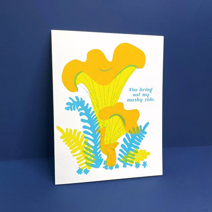 Pier Six Press - Mushy Love - Mushroom Risograph Greeting Card