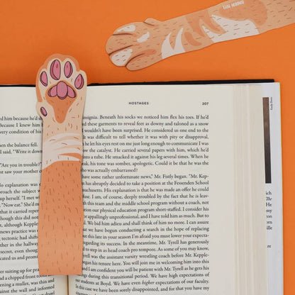 Humdrum Paper - Cat Paw Bookmark - Orange (it's die cut!)