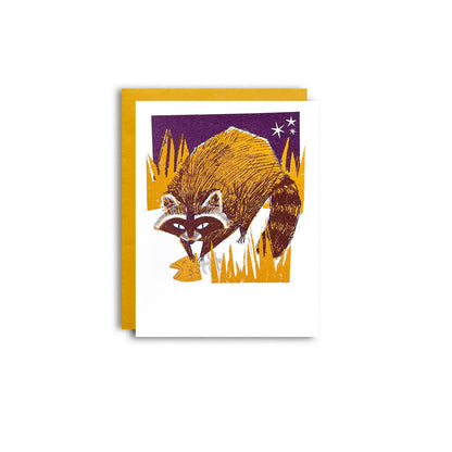 Pier Six Press - Backyard Buddy - Raccoon  - Risograph Everyday Card