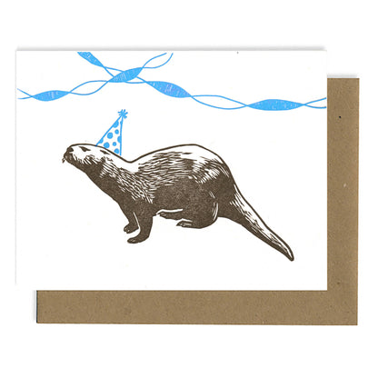 Lynn-oleum - Otter Birthday LETTERPRESS CARD