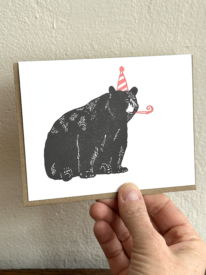 Lynn-oleum - Bear Birthday LETTERPRESS CARD