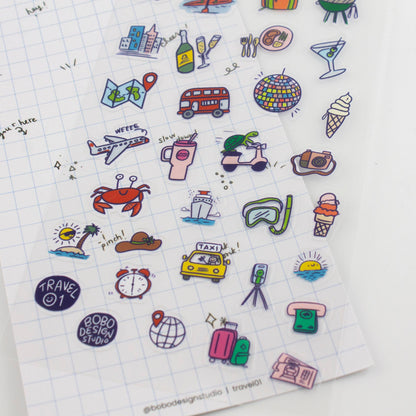 Travel 01-Clear Planner Sticker Sheet