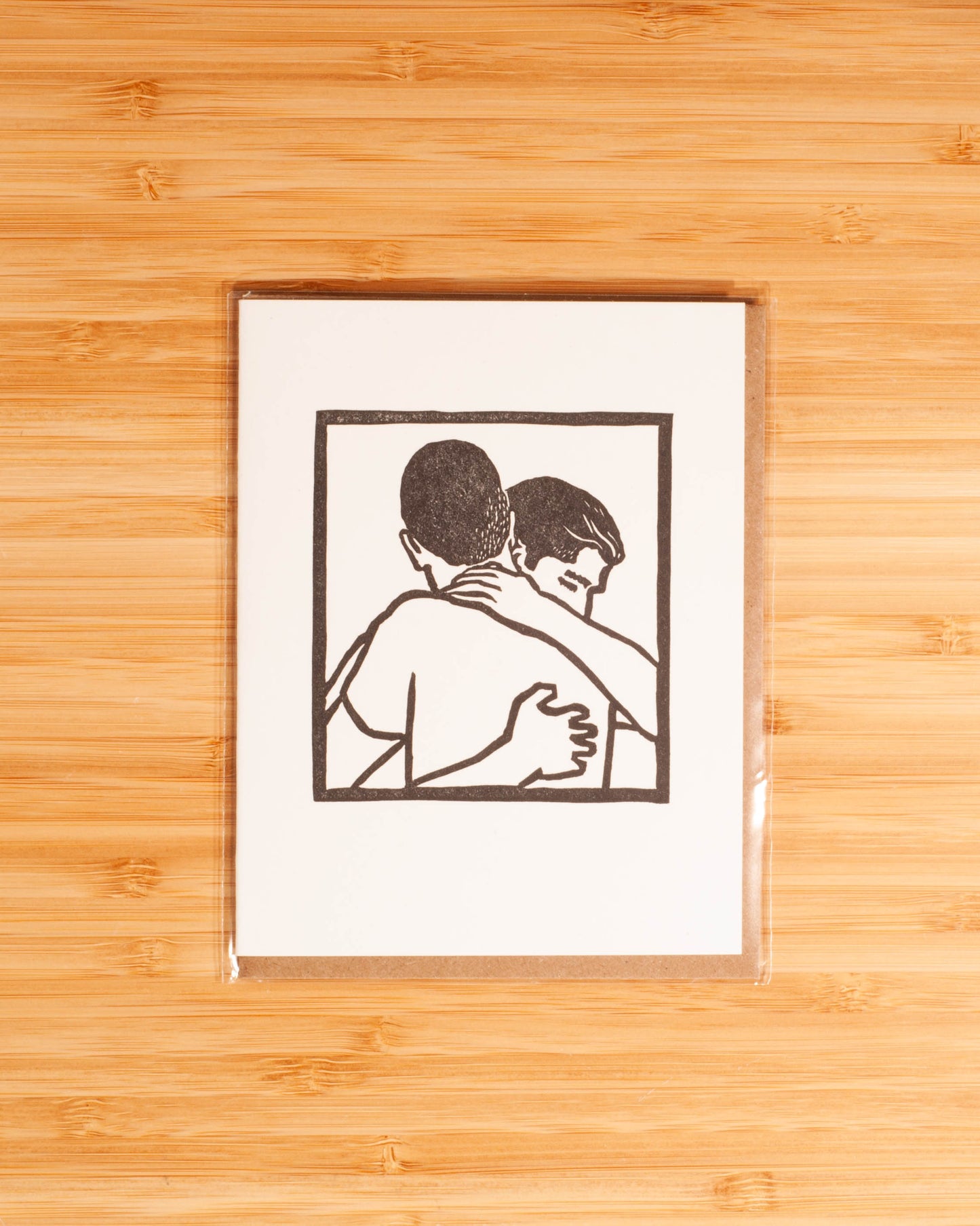 Lynn-oleum - Man/Man Hug LETTERPRESS CARD