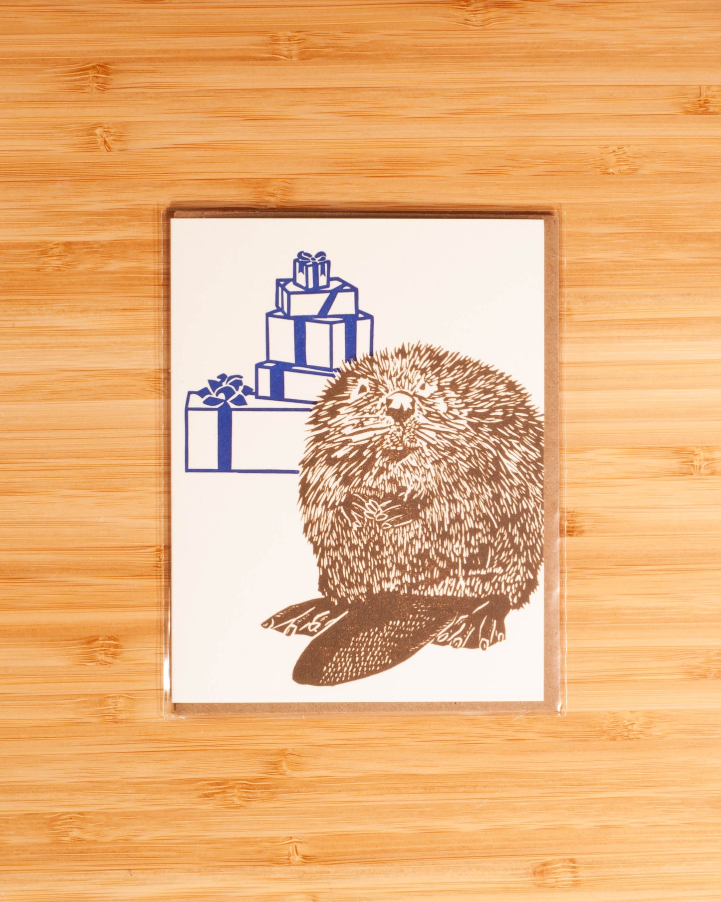 Lynn-oleum - Beaver Birthday LETTERPRESS CARD