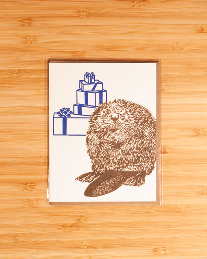 Lynn-oleum - Beaver Birthday LETTERPRESS CARD