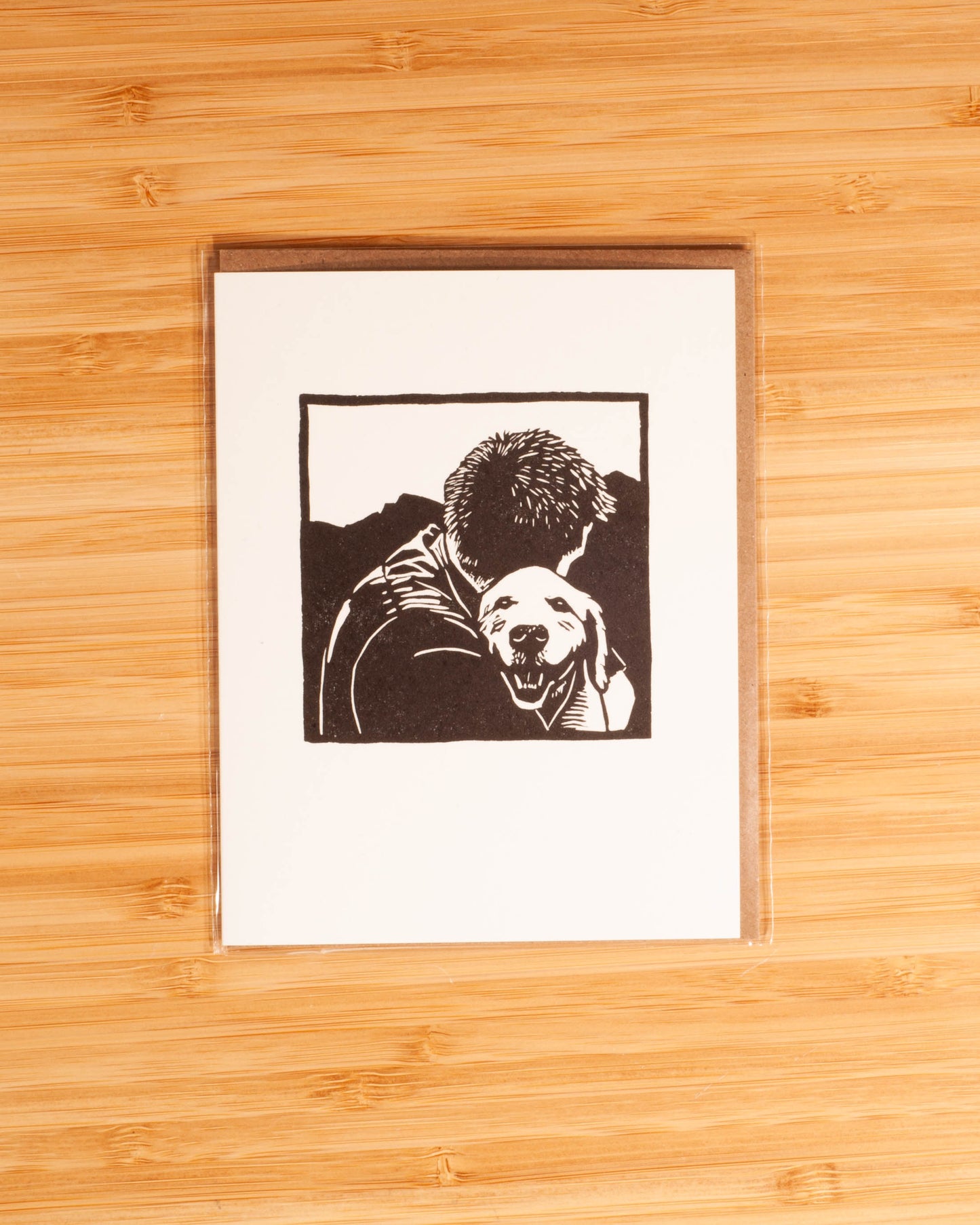 Lynn-oleum - Person/Dog Hug LETTERPRESS CARD