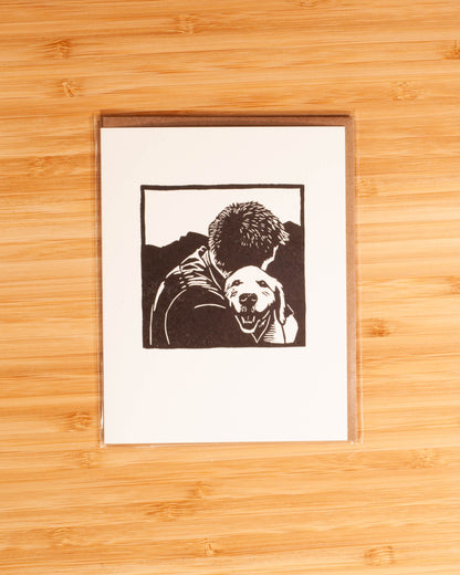 Lynn-oleum - Person/Dog Hug LETTERPRESS CARD