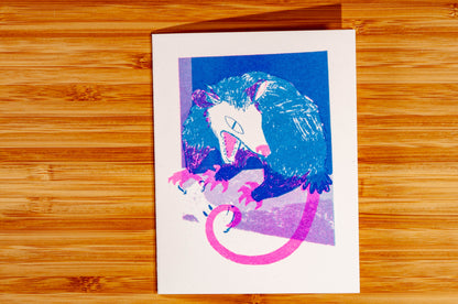 Pier Six Press - Awesome Possum - Risograph Everyday Card