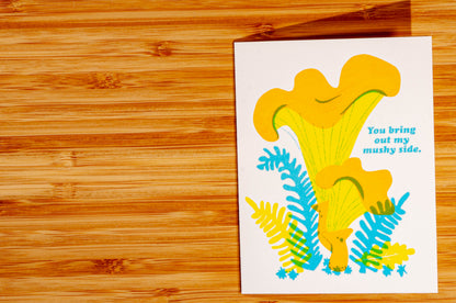 Pier Six Press - Mushy Love - Mushroom Risograph Greeting Card