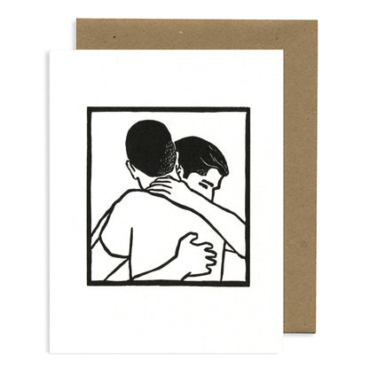 Lynn-oleum - Man/Man Hug LETTERPRESS CARD