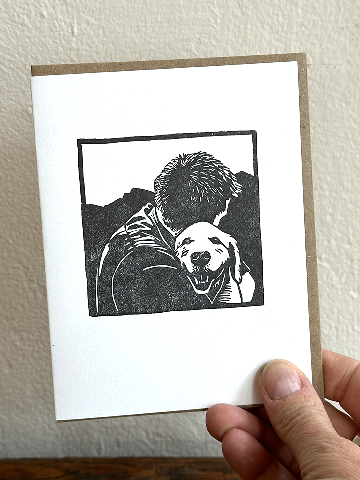 Lynn-oleum - Person/Dog Hug LETTERPRESS CARD