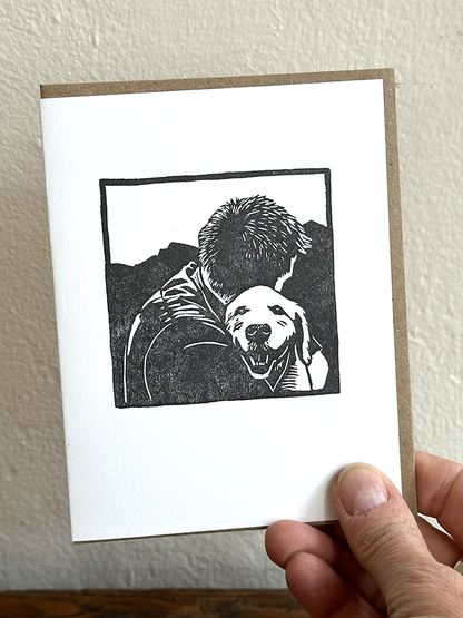 Lynn-oleum - Person/Dog Hug LETTERPRESS CARD
